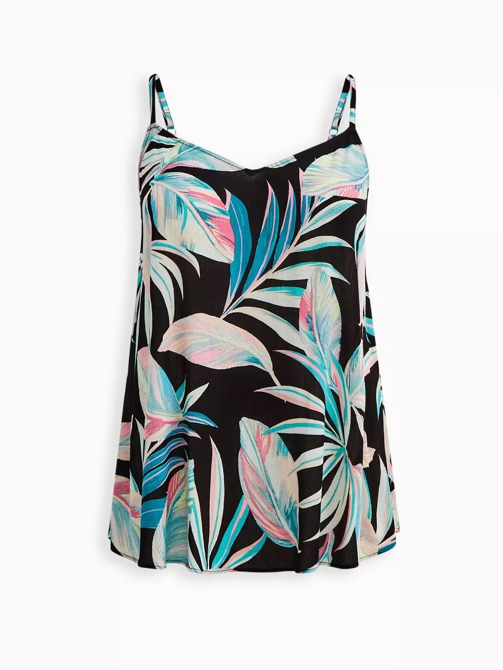 Torrid Sophie Crinkle Gauze Swing Cami Leaves Black size 00